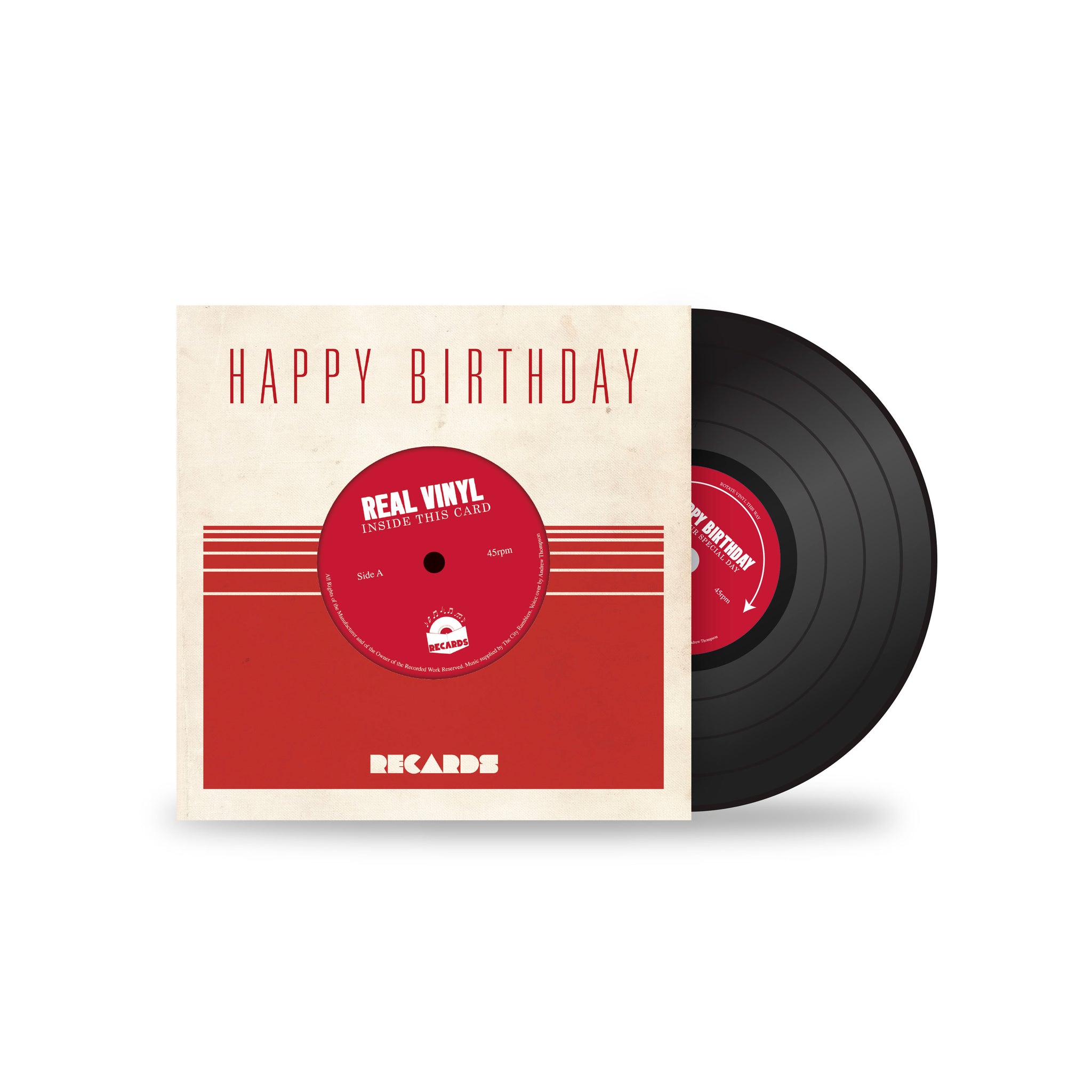 The Record Player Birthday Card: 1960's Style Recard with 7" Vinyl –